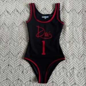 Drai's Uniform One Piece Swimsuit Black Red Las Vegas Nightclub Women's Size S